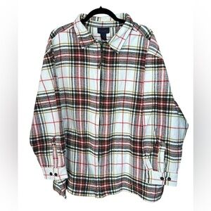 Denim & Co Plaid Zip-Front Shacket Jacket Cozy Cotton Flannel - Size 2X